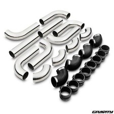 2.5" 63mm UNIVERSAL ALLOY CUSTOM FRONT MOUNT INTERCOOLER FMIC HARD PIPES KIT