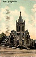 Postcard Alabama Birmingham Highland Presbyterian Church 1911 V58