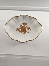 Limoges France Bowl in Golden Rose Pattern Highlighted with Gold 7  In Length