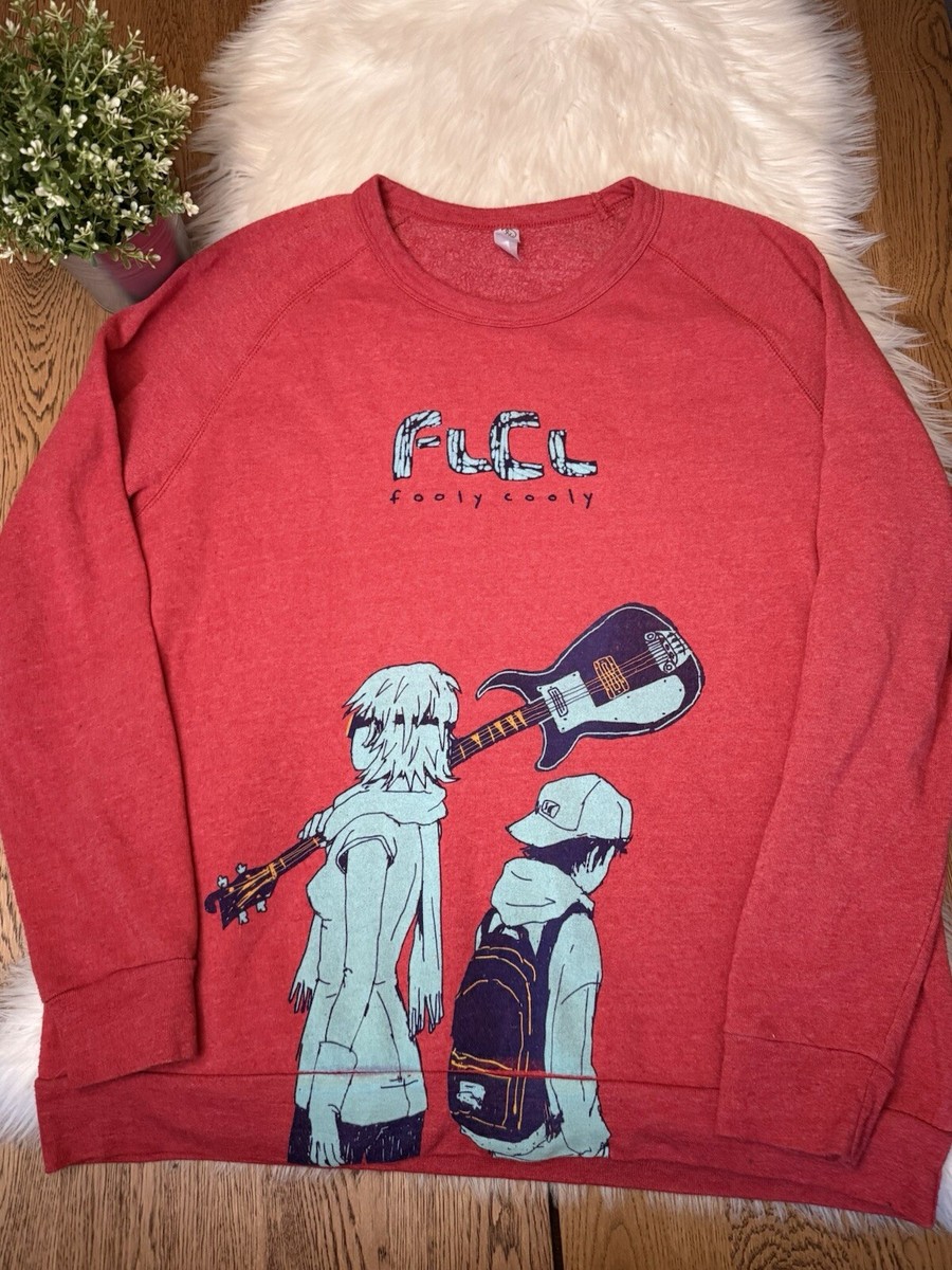 FLCL Fooly Cooly Omocat Sweatshirt Red Sanshee Y2K Anime Rare Sz