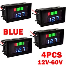 4x Blue 12V-60V Car Marine LED Digital Voltmeter Voltage Meter Battery Gauge US