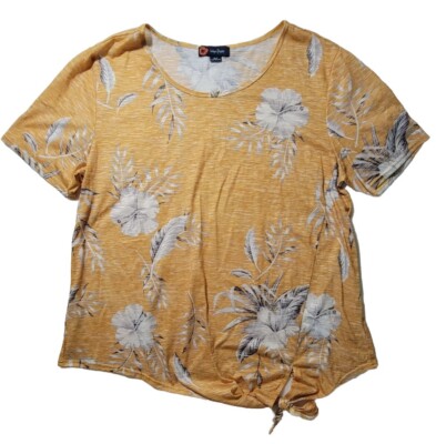 INDIGO POPPY XLP Blouse Floral Tie Front Short-Sleeve Beach Summer 