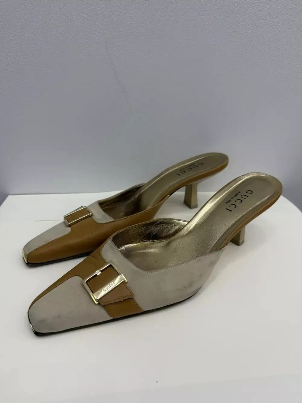 Mules à talons vintage Gucci by Tom Ford rayures slides taille 40