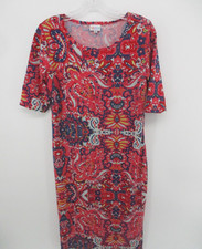 LuLaRoe Medium Short Sleeve Scoop Neck Colorful Dress