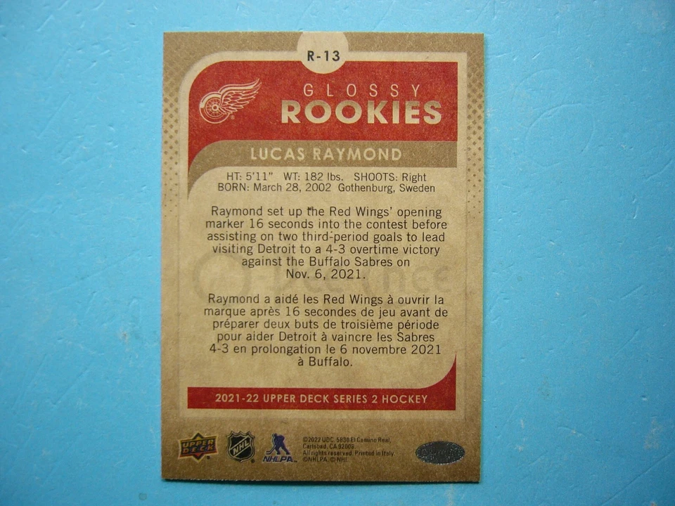 2021/22 O-PEE-CHEE NHL HOCKEY CARD #R-13 LUCAS RAYMOND ROOKIE NM SHARP!! OPC - Image 2 of 2