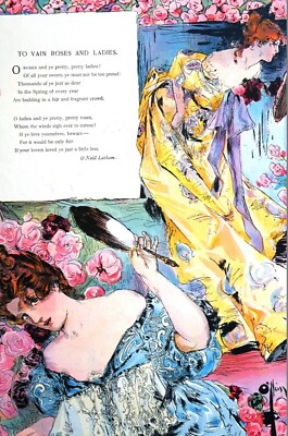 Beauty Youth and Vanity 1898 VAIN VICTORIAN LADIES LIKE ROSEBUDS Puck Print Poem