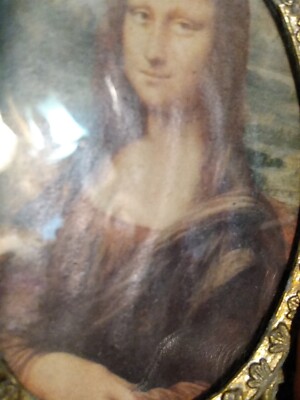 Vintage MCM Ornate Gold Action Frame MONA LISA Art Print MADE IN