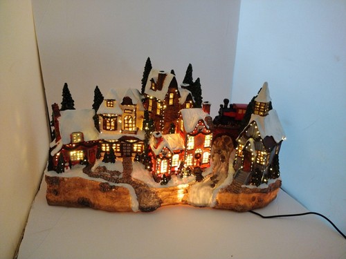 Vintage Franks Kinderzimmer beleuchtet Porzellandorf mit Zug. Glasfaser..funktioniert - Bild 11 von 12
