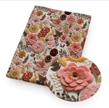 3D Flower Floral Pink Spring FAUX LEATHER SHEET 8" x 12" 1234830 LITCHI