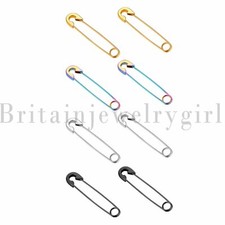 2-8PCS Men Women Stainless Steel Safety Pin Cartilage Earrings Punk Gothic