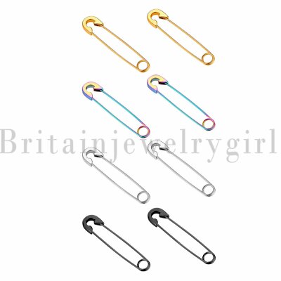 2-8PCS Men Women Stainless Steel Safety Pin Cartilage Earrings Punk Gothic