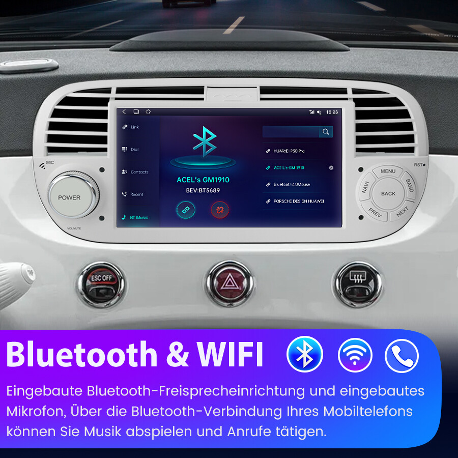 2+64G 7" Autoradio Android 15 Carplay Für Fiat 500