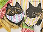 Akita in Face Masks Art Print 4x6 Dog Collectible Signed by Artist Ksams