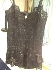 Lily of France Black Lace Slip/Nighty S