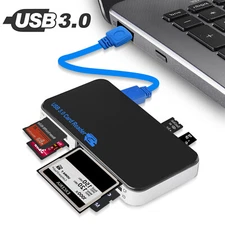 USB 3.0 Memory Card Reader, 5GBPS, 6 in 1 Adapter for CF/TF/SD/Micro SD/XD/M2/MS