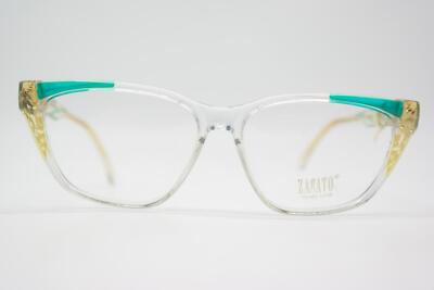 Vintage Brille ZAPATO 2098 Blau Transparent Gold Oval Brillengestell eyeglasses