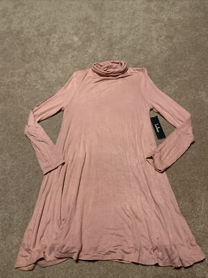 NWT Womens Lulus Pink Mock Neck Dress Medium Long Sleeve Stretchy