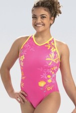 New LAURIE HERNANDEZ GK ELITE gymnastics Leotard BLOOMING FREE Pink Floral CL