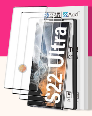 3-Pack 3D Curved Tempered Glass Screen Protector for Samsung Galaxy S22 Ultra 5G