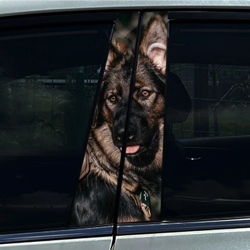2x Super German Shepherd Dog Car Center Pillar Sticker B Pillar Protective Film