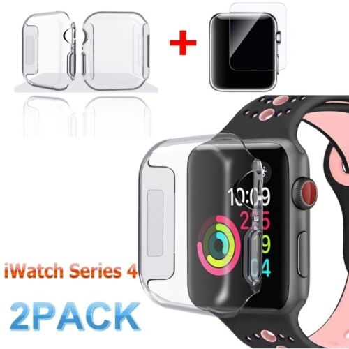 For Apple Watch Series 4 Tempered Glass Screen Protector + Soft TPU Case 40/44mm - Photo 1 sur 13