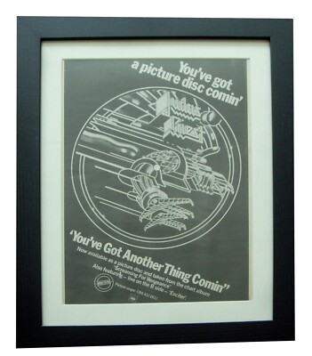 JUDAS PRIEST+ANOTHER THING COMIN'+POSTER+AD+ORIGINAL 1982+FRAMED+FAST WORLD SHIP