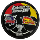 1999 Calder Cup Championship Lowell Lock Monsters & Saint John Flames Puck AHL — photo 1