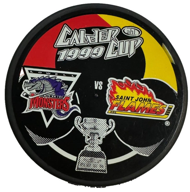 1999 Calder Cup Championship Lowell Lock Monsters & Saint John Flames Puck AHL