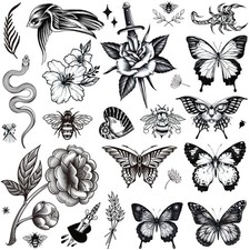 Tazimi 8 Sheets Large Black Tattoos for Women Girls