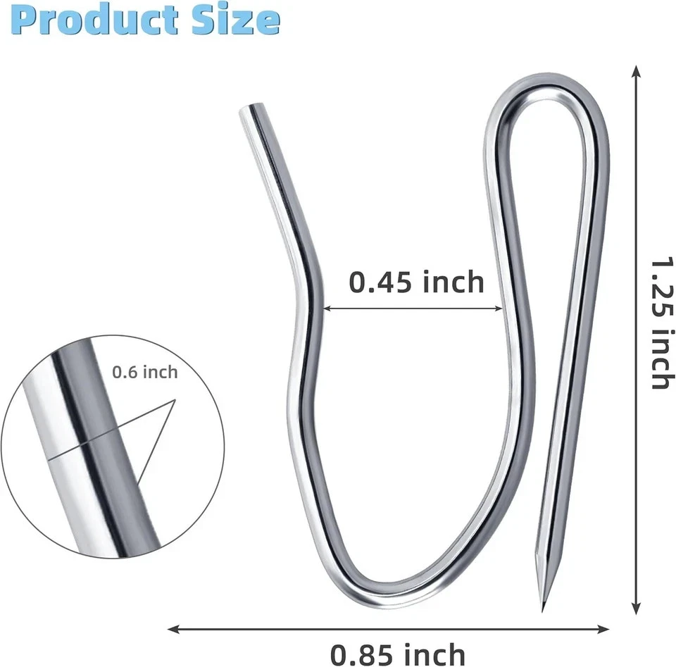 Ganchos para cortinas pasadores, ganchos para cortinas de acero inoxidable de 1,2 pulgadas, pasador Foto 3 de 4