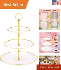 Chic 3-Tier Cupcake Stand - Modern Design with Gold Accents for Celebrations