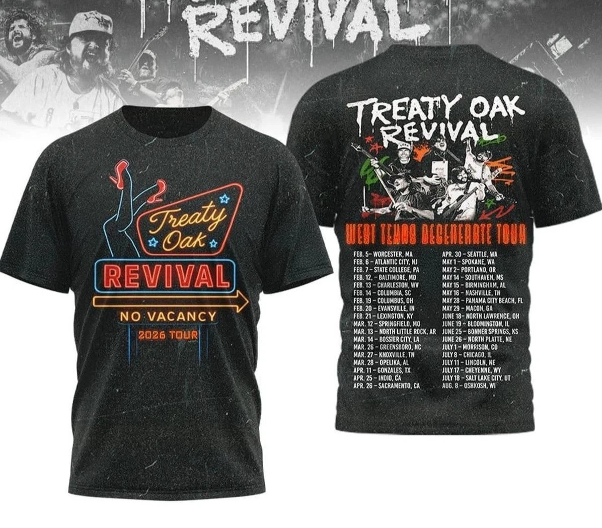 Treaty Oak Revival West Texas Degenerate Tour 3D T-Shirt