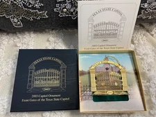 2003 Texas State Capitol Christmas Ornament Front Gates Box and Paperwork