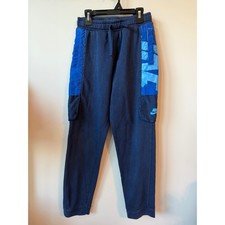Nike Sportswear Boys Fleece Cargo Sweatpants Navy Blue Nylon Mix Large