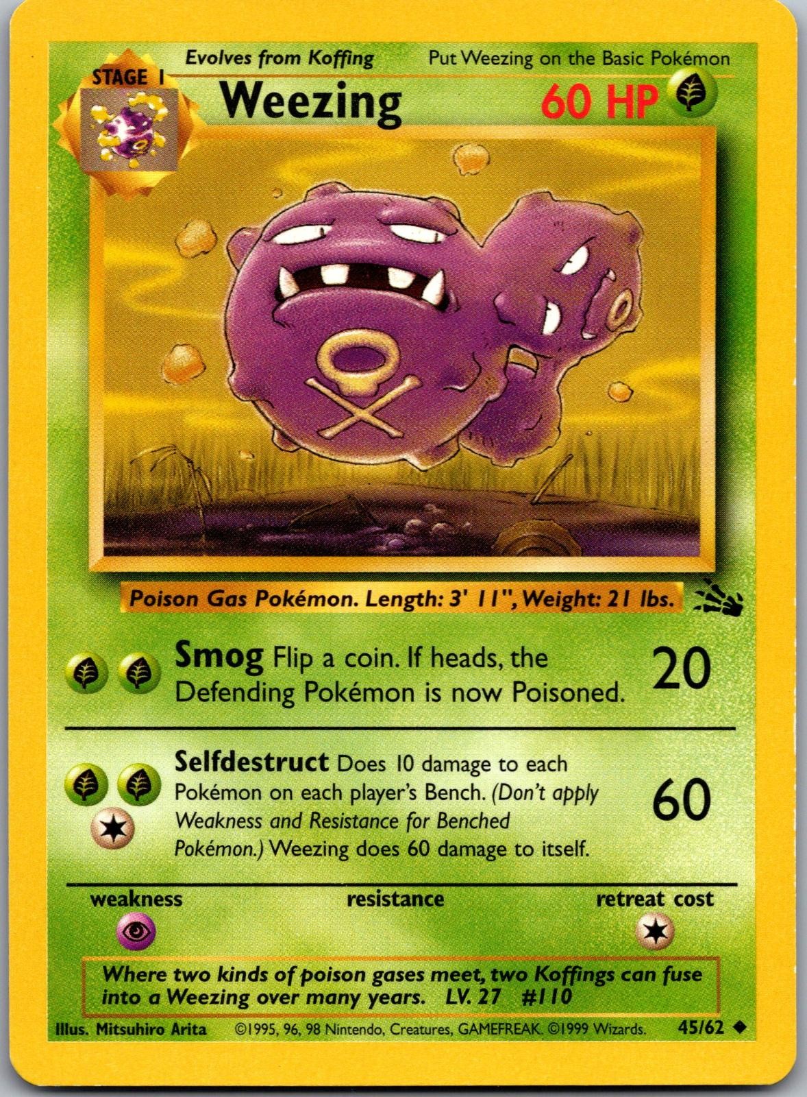 Weezing 45/62 Uncommon Fossil Pokemon Near Mint