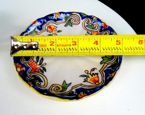 Rouen #1494 French Faience Antique Porcelain Scalloped 2" Cup & Saucer Set 1860 - Picture 9 of 10
