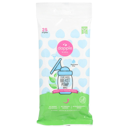 Plant-Based Breast Pump Wipes, Fragrance Free, 25 Wipes