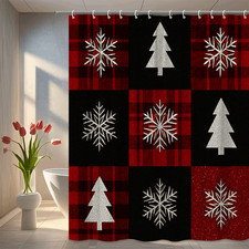 Christmas Tree Snowflake Shower Curtain - Festive Holiday Decor