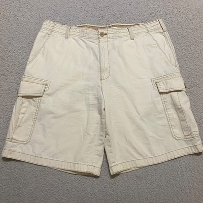 IZOD Saltwater Cargo Shorts Mens 38 Light Beige Utility Inseam 10'' Ripstop