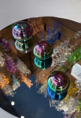 Lasting Tranquil Spin 55MM Metal Kinetic Art Iridescent Rainbow Ball Spinner