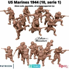 US Marines 1944 - United States Army - 28mm - Eskice Miniature