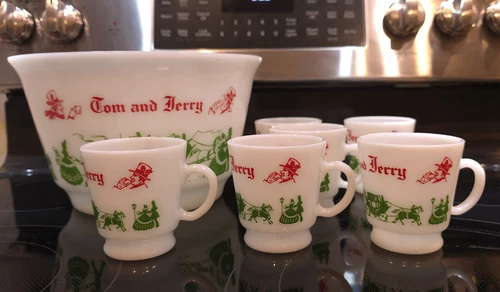 Vintage 1900s Tom And Jerry Punch / Egg Nog Bowl Set