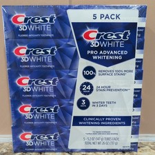 Crest 3D White Advanced Whitening Toothpaste, 5.2 oz 5-count New sealed