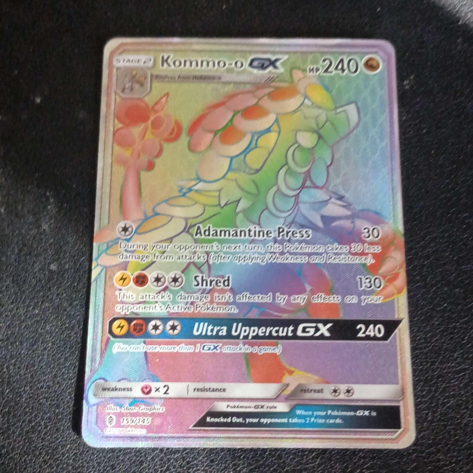 Pokémon TCG Kommo-o GX Secret Rare Full Art Holo SM Guardians Rising 159/145