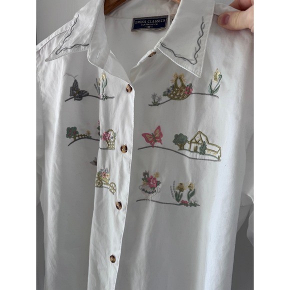 Cottagecore Button Down Garden Themed Blouse Wome… - image 3