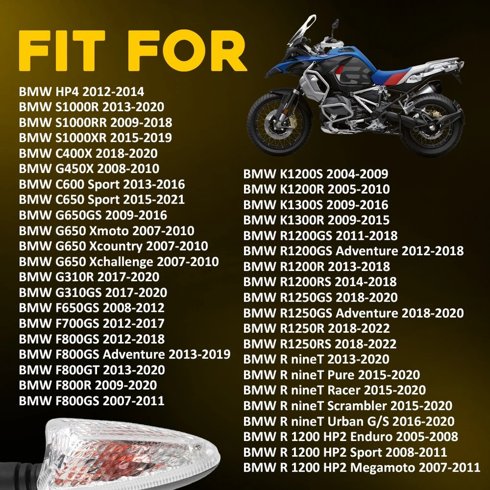 Front/Rear Turn Signal Indicator Light Lamp For BMW G310GS G650GS S1000RR R1200G - Image 4 of 4