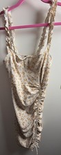 Windsor Floral Ruched Bodycon Dress Size Small Ribbed Mini Adjustable Side