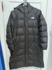 The North Face Women’s Long Down Parka Coat Black XXL 600 Fill Hooded Full Zip