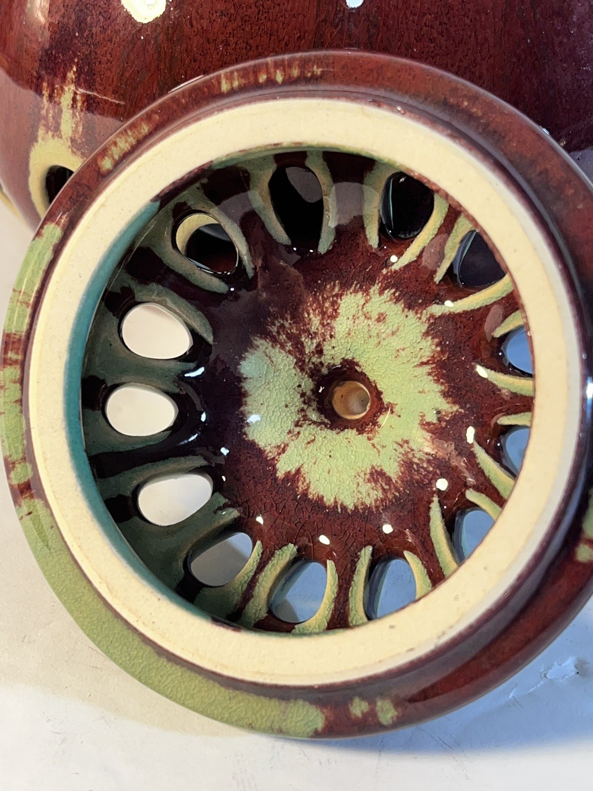 Bombay Pottery Coil Cone Sticker Incense Burner Holder Potpourri Ceramic Pot Lid