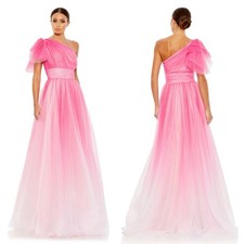 Mac Duggal 20377 One-Shoulder Ombre Glitter Formal Dress NWT Size 2 NWT